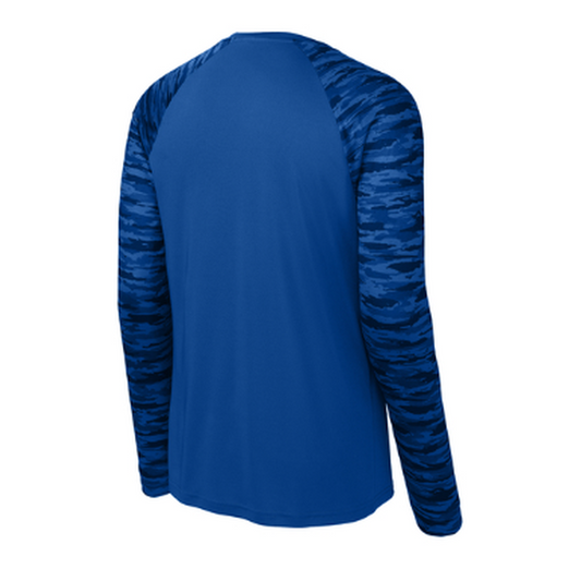 KCC Sport-Tek® Drift Camo Colorblock Long Sleeve Tee - True Royal
