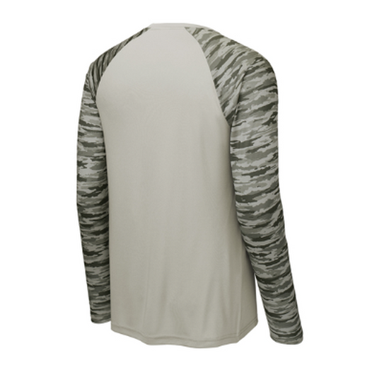 KCC Sport-Tek® Drift Camo Colorblock Long Sleeve Tee - Silver