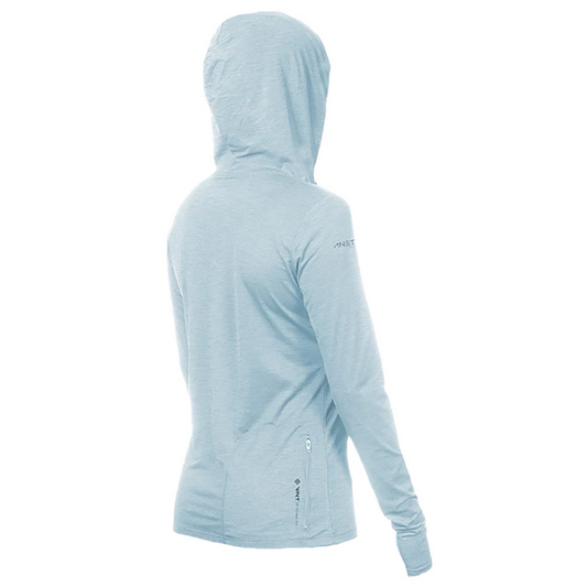 KCC Women's Breeze Tech Hooded Long Sleeve T-Shirt - Sky Heathered