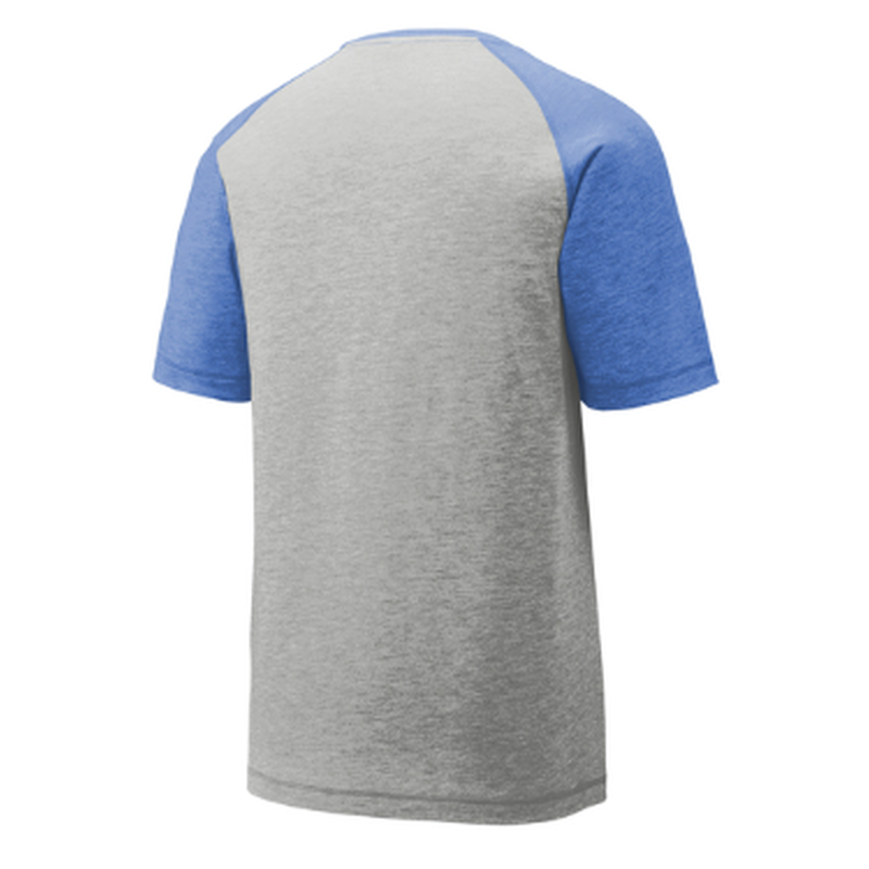 KCC IMUA Sport-Tek® PosiCharge® Tri-Blend Wicking Raglan Tee - True Royal Heather/Light Grey Heather