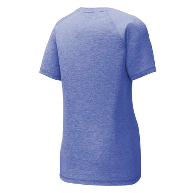 KCC IMUA Sport-Tek® Women's PosiCharge® Tri-Blend Wicking Scoop Neck Raglan Tee - True Royal Heather
