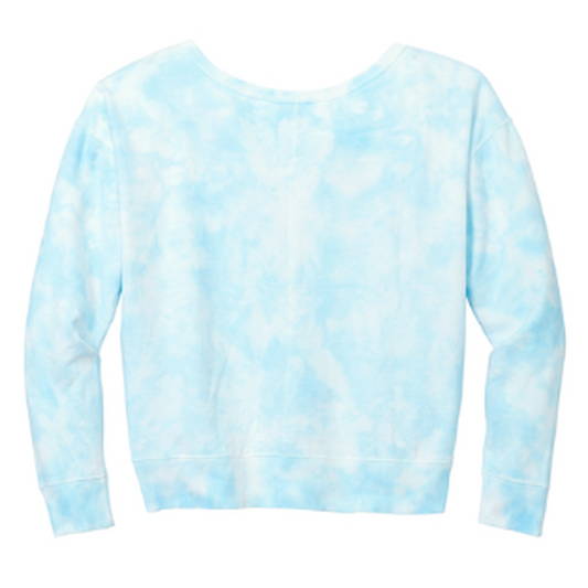 KCC Port & Co™ Women's Beach Wash® Cloud Tie-Dye V-Neck Sweatshirt - Glacier