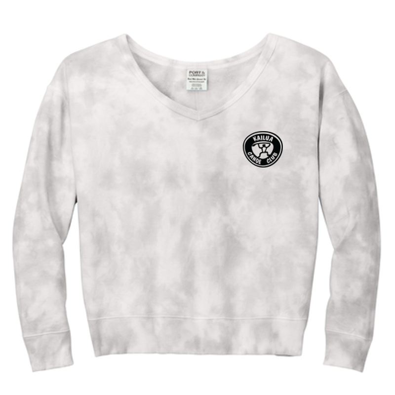 KCC Port & Co™ Women's Beach Wash® Cloud Tie-Dye V-Neck Sweatshirt - Dove Grey