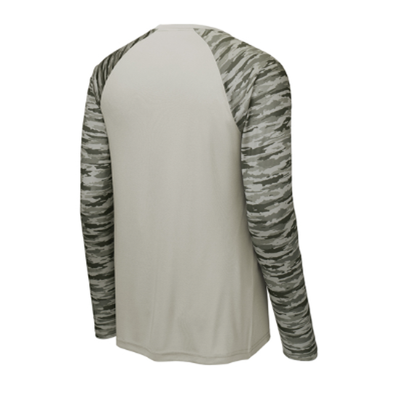 KCC Sport-Tek® Drift Camo Colorblock Long Sleeve Tee - Silver