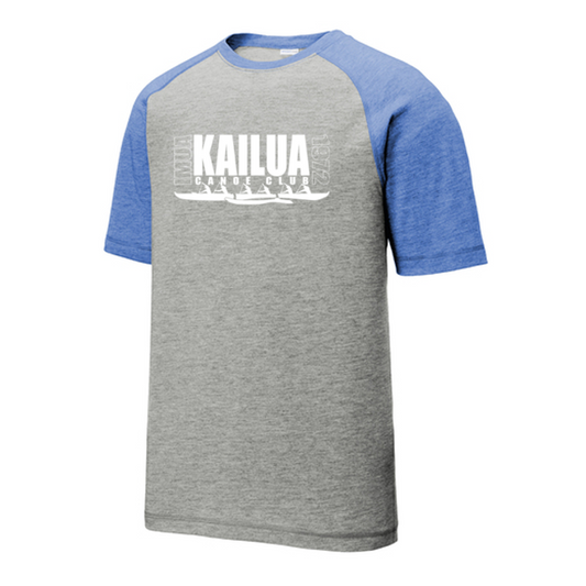 KCC IMUA Sport-Tek® PosiCharge® Tri-Blend Wicking Raglan Tee - True Royal Heather/Light Grey Heather