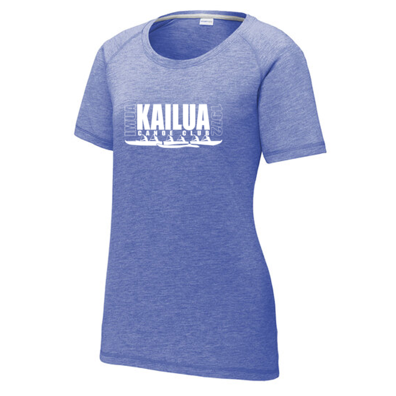 KCC IMUA Sport-Tek® Women's PosiCharge® Tri-Blend Wicking Scoop Neck Raglan Tee - True Royal Heather