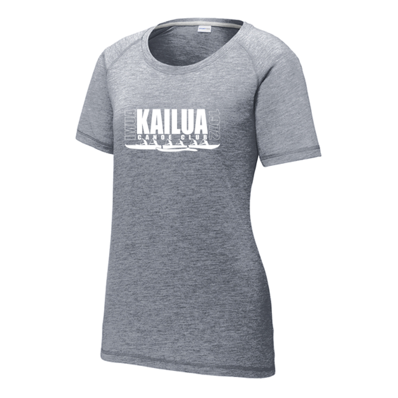 KCC IMUA Sport-Tek® Women's PosiCharge® Tri-Blend Wicking Scoop Neck Raglan Tee - True Navy Heather