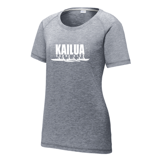 KCC IMUA Sport-Tek® Women's PosiCharge® Tri-Blend Wicking Scoop Neck Raglan Tee - True Navy Heather