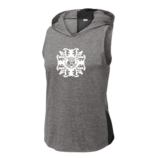 KCC Sport-Tek® Women's PosiCharge® Tri-Blend Wicking Draft Hoodie Tank - Black/Dark Grey Heather