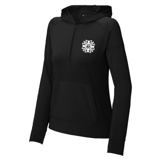 KCC Sport-Tek® Women's Sport-Wick® Stretch 1/2-Zip Hoodie - Black