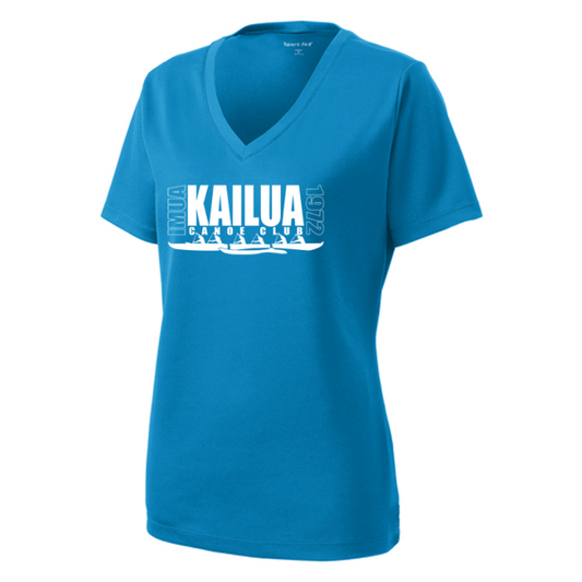 KCC IMUA Sport-Tek® Women's PosiCharge® RacerMesh® V-Neck Tee - Pond Blue