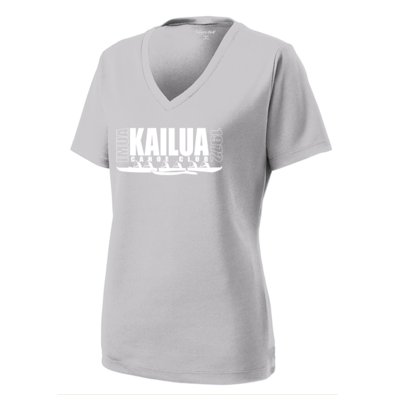 KCC IMUA Sport-Tek® Women's PosiCharge® RacerMesh® V-Neck Tee - Silver