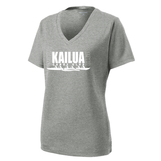 KCC IMUA Sport-Tek® Women's PosiCharge® RacerMesh® V-Neck Tee - Grey Heather